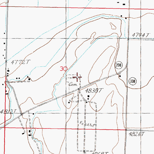 Topographic Map of Hillcrest Cemetery, NV