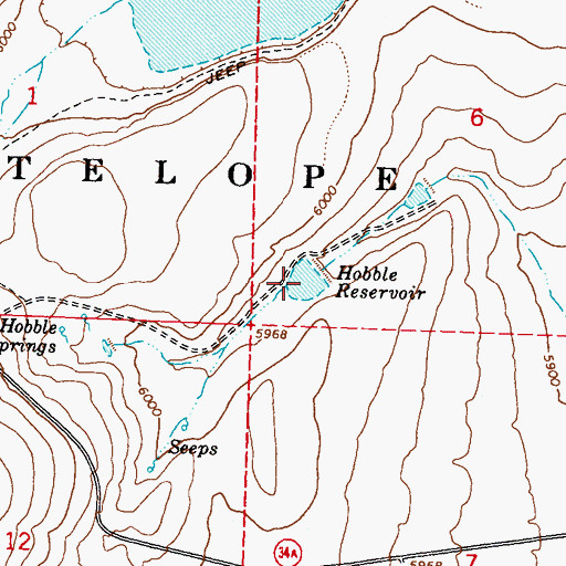 Topographic Map of Hobble Reservoir, NV