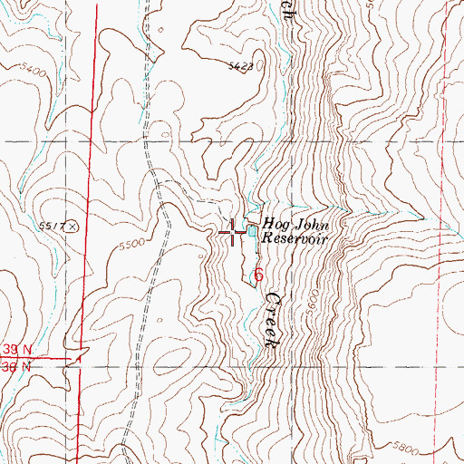 Topographic Map of Hog John Reservoir, NV