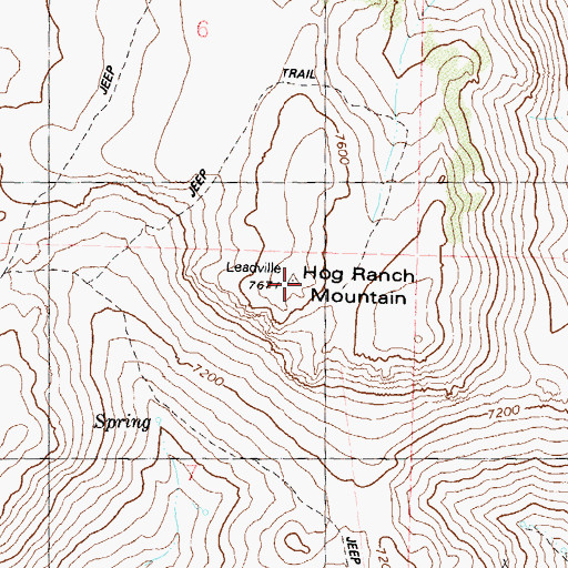 Topographic Map of Hog Ranch Mountain, NV