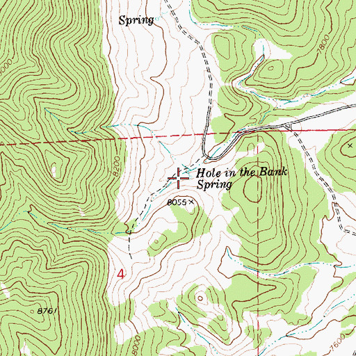 Topographic Map of Hole in the Bank Spring, NV