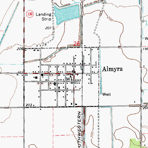 Topographic Map of Almyra Post Office, AR