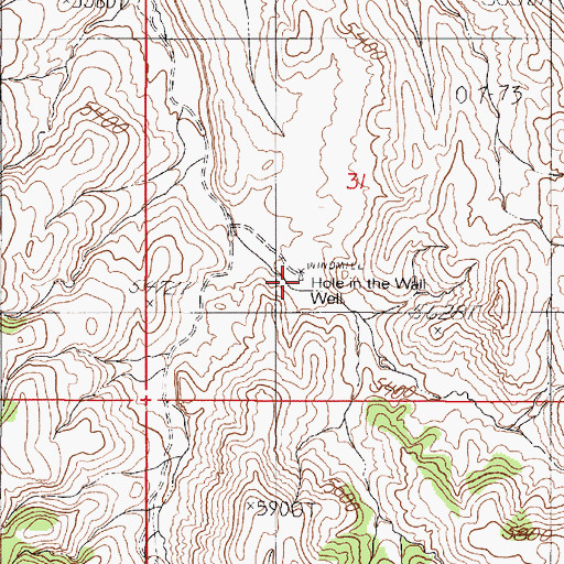 Topographic Map of Hole in the Wall Well, NV