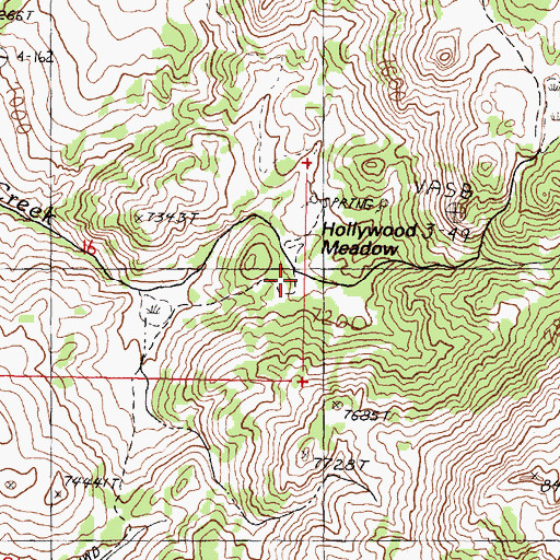 Topographic Map of Hollywood Meadow, NV