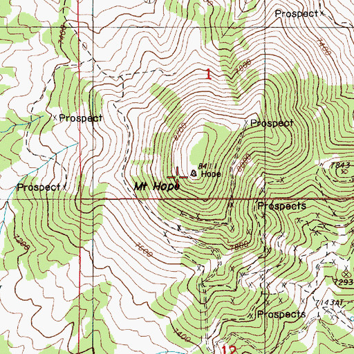 Topographic Map of Mount Hope, NV