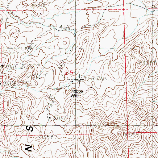 Topographic Map of Hopps Well, NV