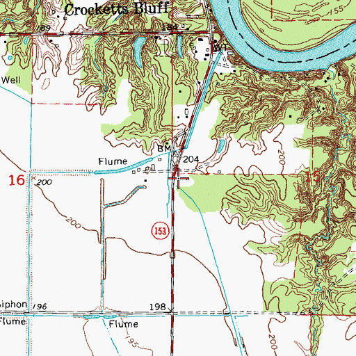 Topographic Map of Crocketts Bluff Post Office, AR