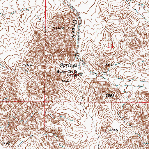 Topographic Map of Horse Creek Ranch, NV