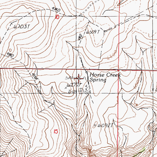 Topographic Map of Horse Creek Spring, NV