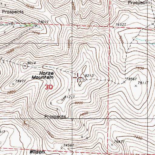 Topographic Map of Horse Mountain, NV