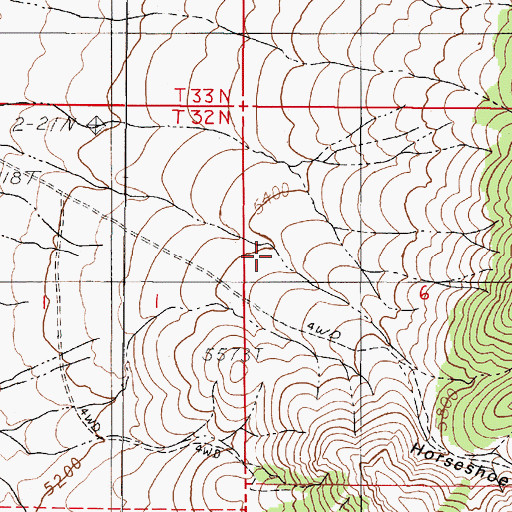Topographic Map of Horseshoe Canyon, NV