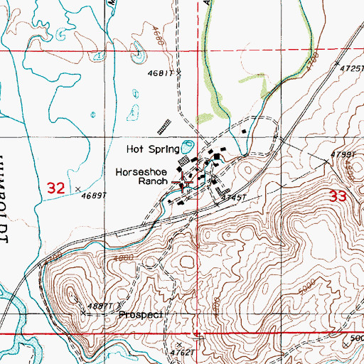 Topographic Map of Horseshoe Ranch, NV