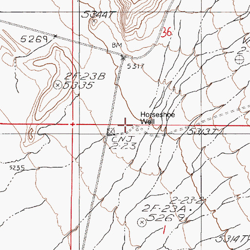 Topographic Map of Horseshoe Well, NV