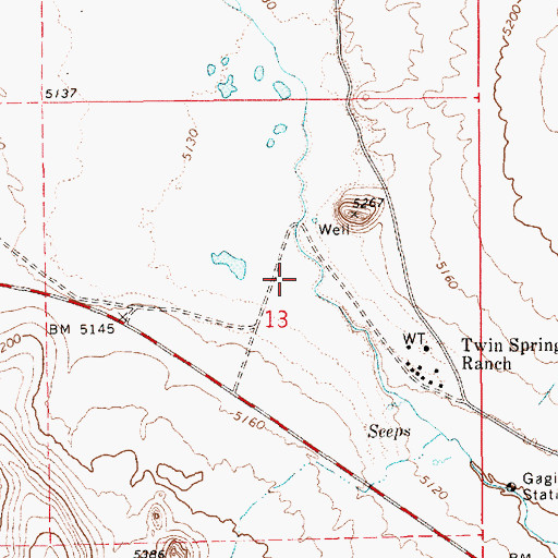 Topographic Map of Hot Creek Valley, NV