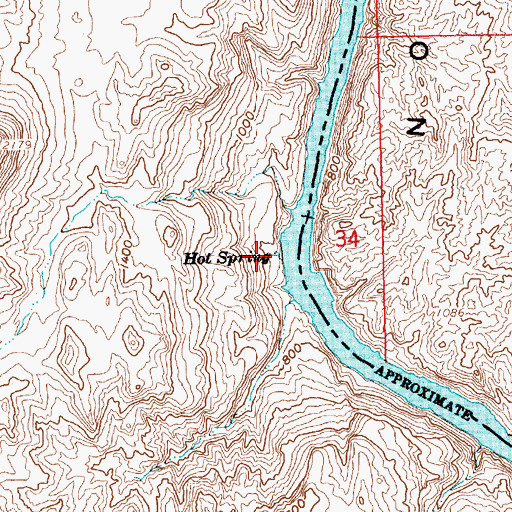 Topographic Map of Hot Spring, NV