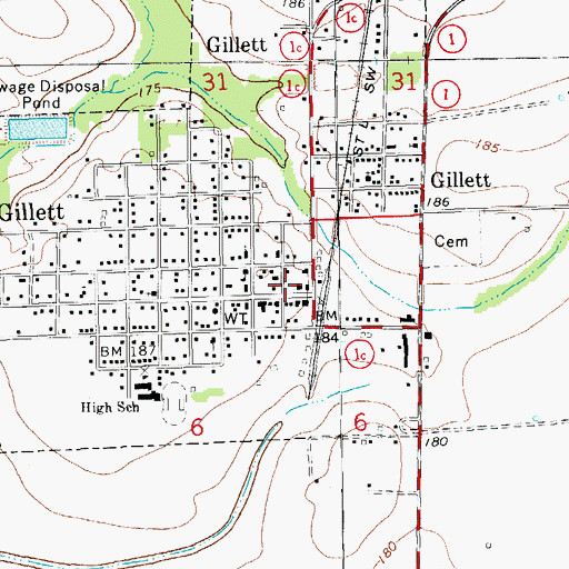 Topographic Map of Gillett Post Office, AR