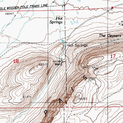 Topographic Map of Hot Springs, NV