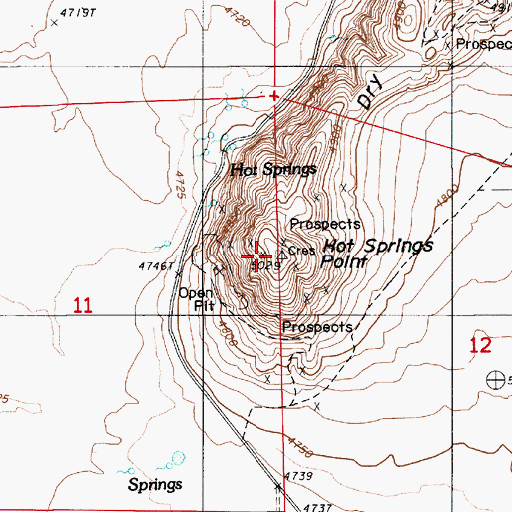 Topographic Map of Hot Springs Point, NV
