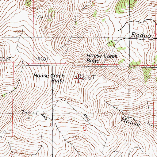 Topographic Map of House Creek Butte, NV