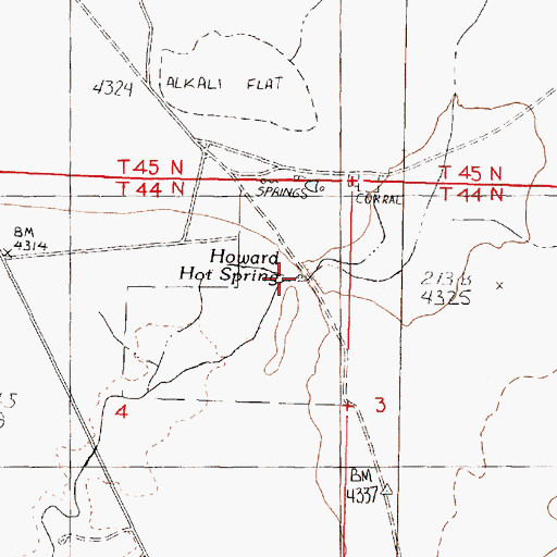 Topographic Map of Howard Hot Spring, NV
