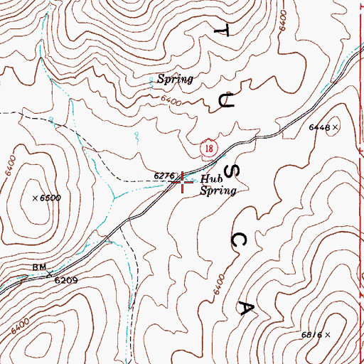 Topographic Map of Hub Spring, NV