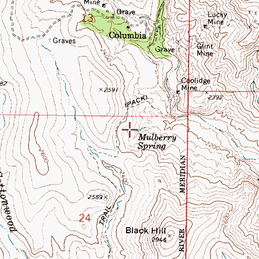Topographic Map of Mulberry Spring, AZ