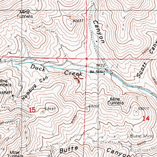 Topographic Map of Humbug Canyon, NV