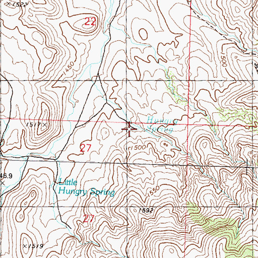 Topographic Map of Hungry Spring, NV
