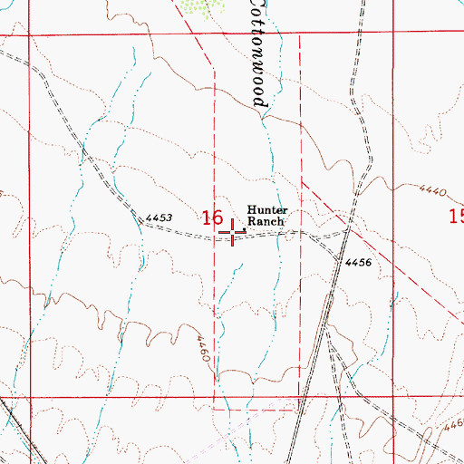 Topographic Map of Hunter Ranch, NV