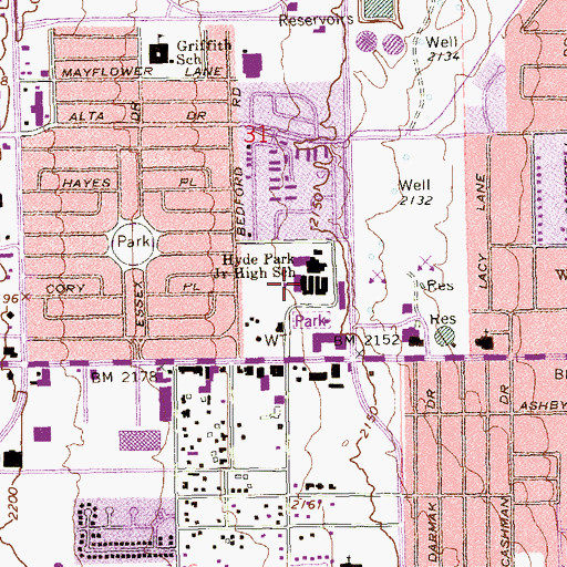 Topographic Map of Hyde Park Middle School, NV