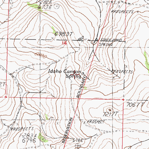Topographic Map of Idaho Canyon Spring, NV