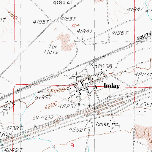 Topographic Map of Imlay, NV
