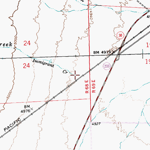 Topographic Map of Immigrant Creek, NV
