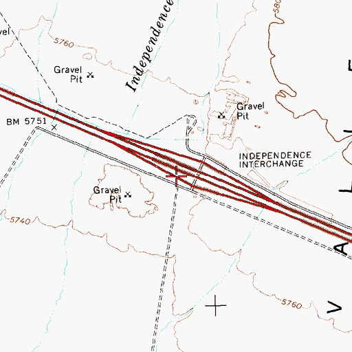 Topographic Map of Independence Interchange, NV
