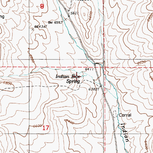 Topographic Map of Indian Box Spring, NV