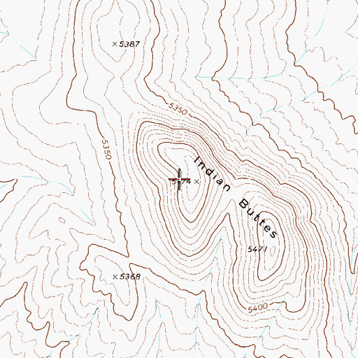 Topographic Map of Indian Buttes, NV
