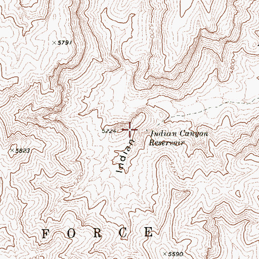 Topographic Map of Indian Canyon Reservoir, NV