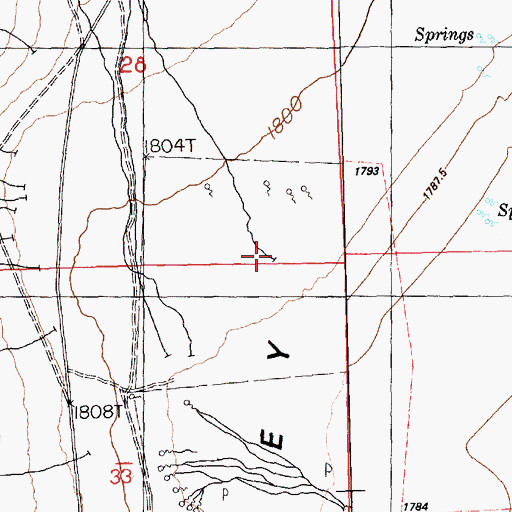 Topographic Map of Indian Creek, NV