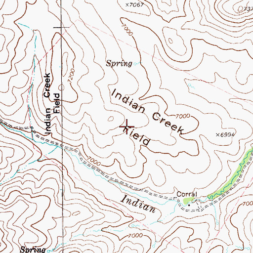 Topographic Map of Indian Creek Field, NV