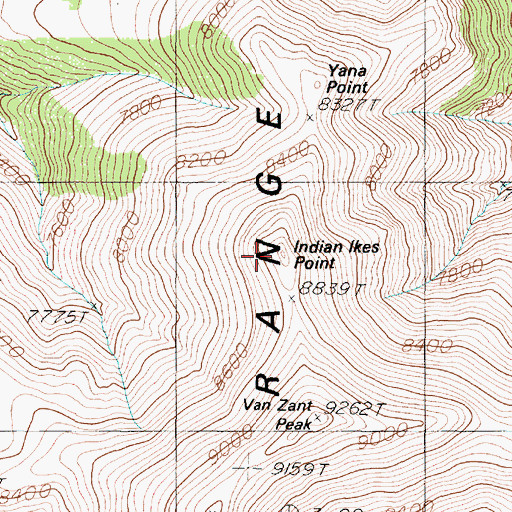 Topographic Map of Indian Ikes Point, NV