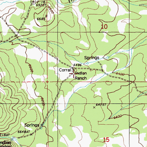 Topographic Map of Indian Ranch, NV