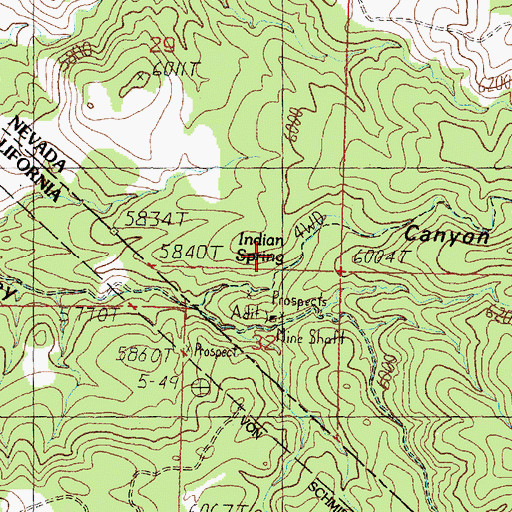 Topographic Map of Indian Spring, NV