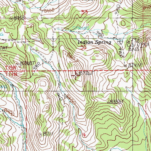 Topographic Map of Indian Spring, NV