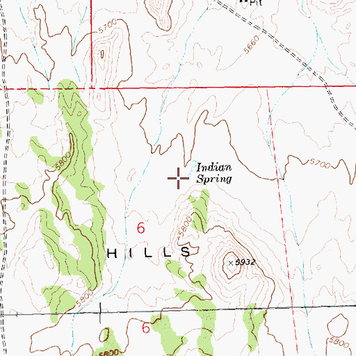 Topographic Map of Indian Spring, NV