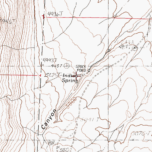 Topographic Map of Indian Spring, NV