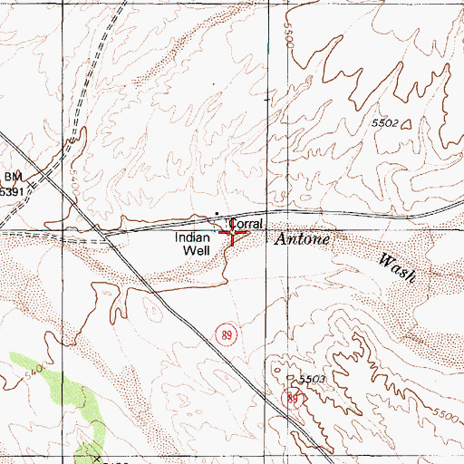 Topographic Map of Indian Well, NV