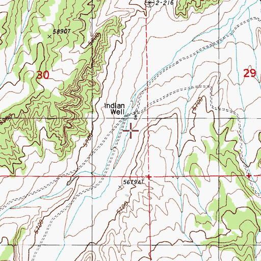 Topographic Map of Indian Well, NV