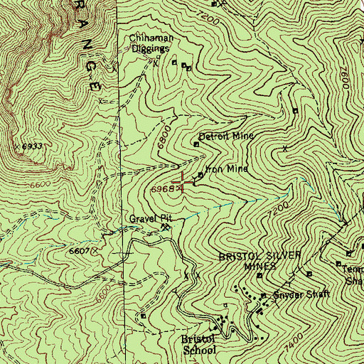 Topographic Map of Iron Mine, NV