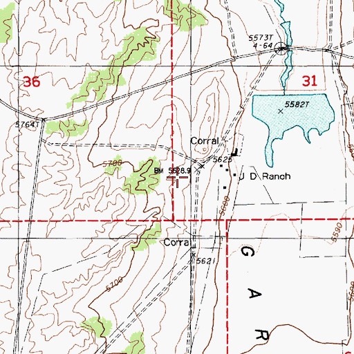 Topographic Map of J-D Ranch, NV