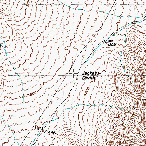 Topographic Map of Jackass Divide, NV